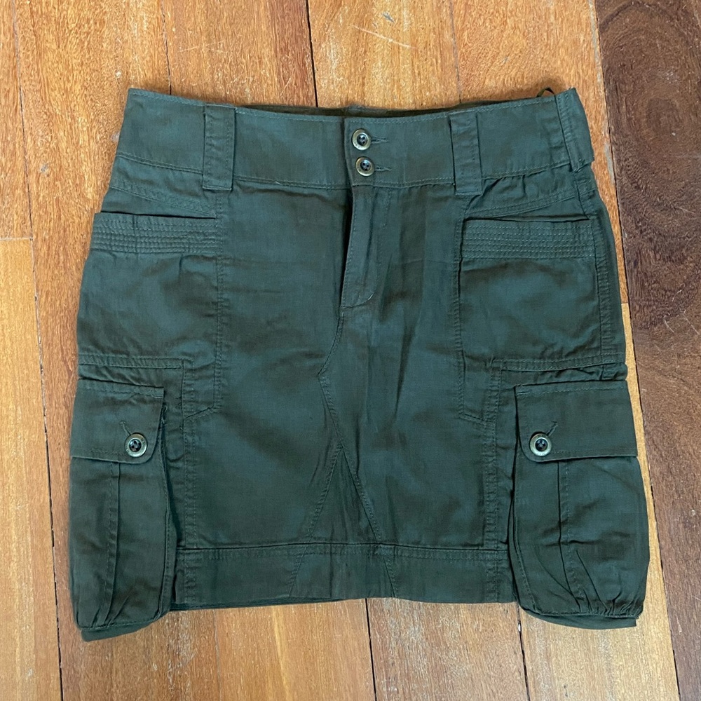 MANGO, Khaki Mini Skirt With Side Pockets, Size 6